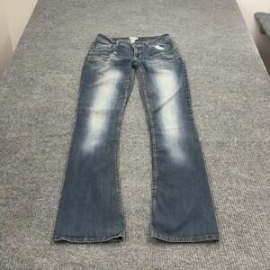 Mudd Jeans Womens 9 Blue Cotton Blend Embroidered Pocket Bootcut Y2K Style